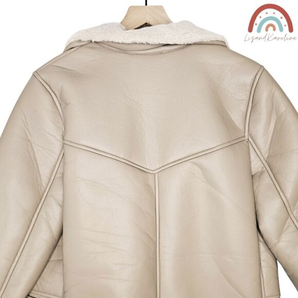 New! ASTR The Label Francine Faux Leather Shearling Winter Jacket Coat - Picture 6 of 14